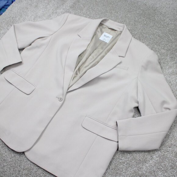 Abercrombie & Fitch Blazer Womens 2XL XXL Beige Polyester/Viscose Sports Jacket - Picture 3 of 14